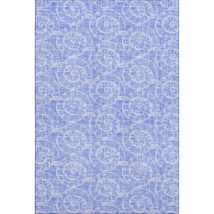 5' X 8' Blue And Ivory Geometric Washable Area Rug With UV Protection