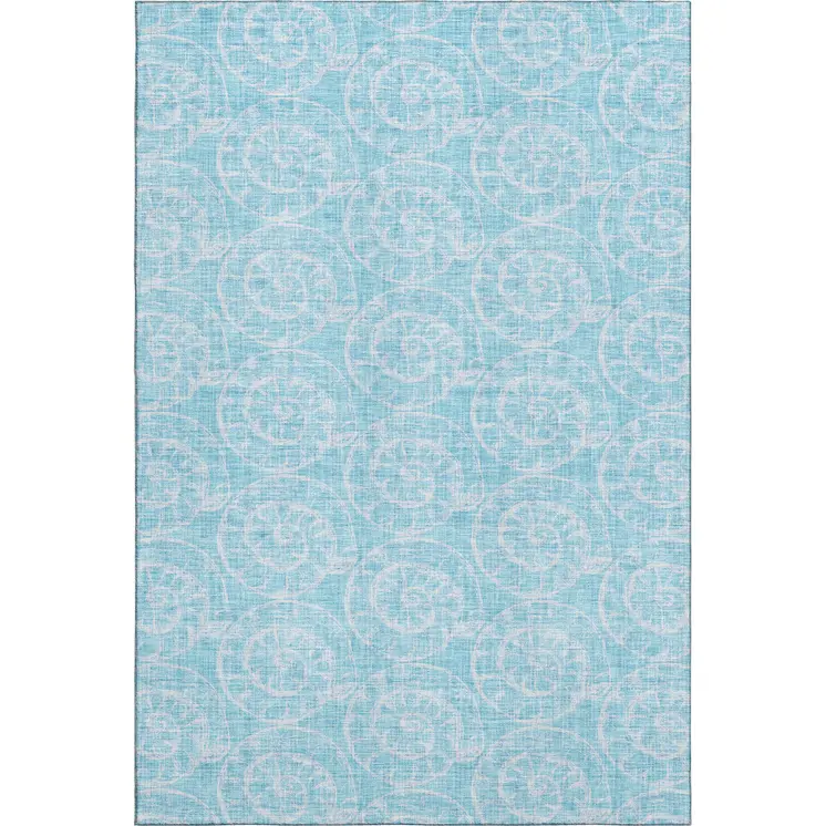3' X 5' Aqua And Ivory Geometric Washable Area Rug With UV Protection