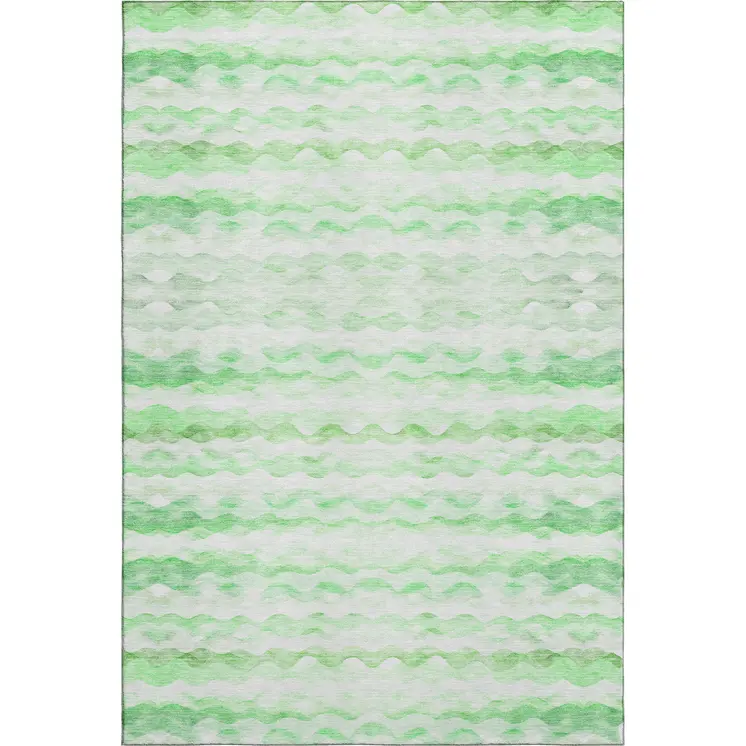 10' X 14' Green And Ivory Geometric Washable Area Rug With UV Protection