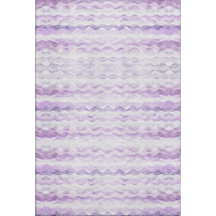 8' X 10' Purple And Ivory Geometric Washable Area Rug With UV Protection