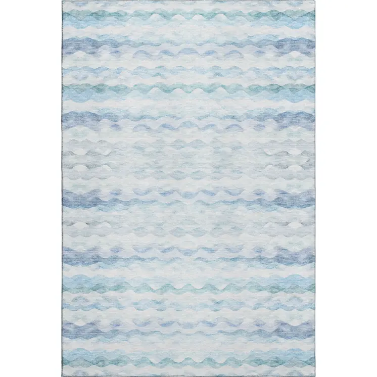 8' X 10' Blue And Ivory Geometric Washable Area Rug With UV Protection