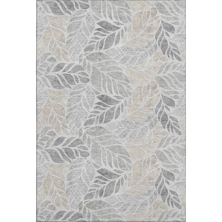 10' X 14' Light Gray Taupe And Charcoal Geometric Washable Area Rug With UV Protection