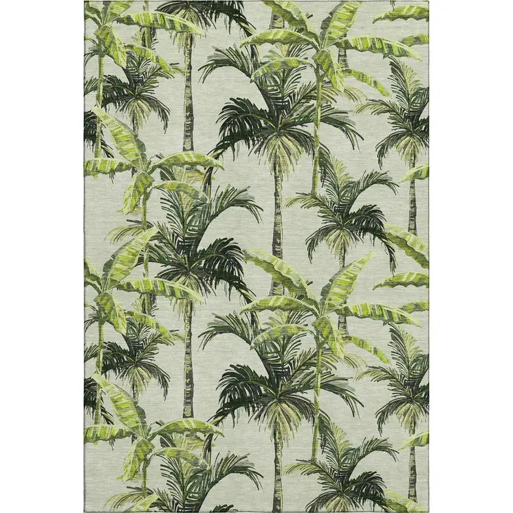 10' X 14' Green Ivory And Charcoal Geometric Washable Area Rug With UV Protection