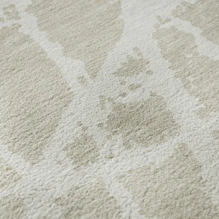 3' X 5' Beige And Ivory Abstract Washable Area Rug With UV Protection