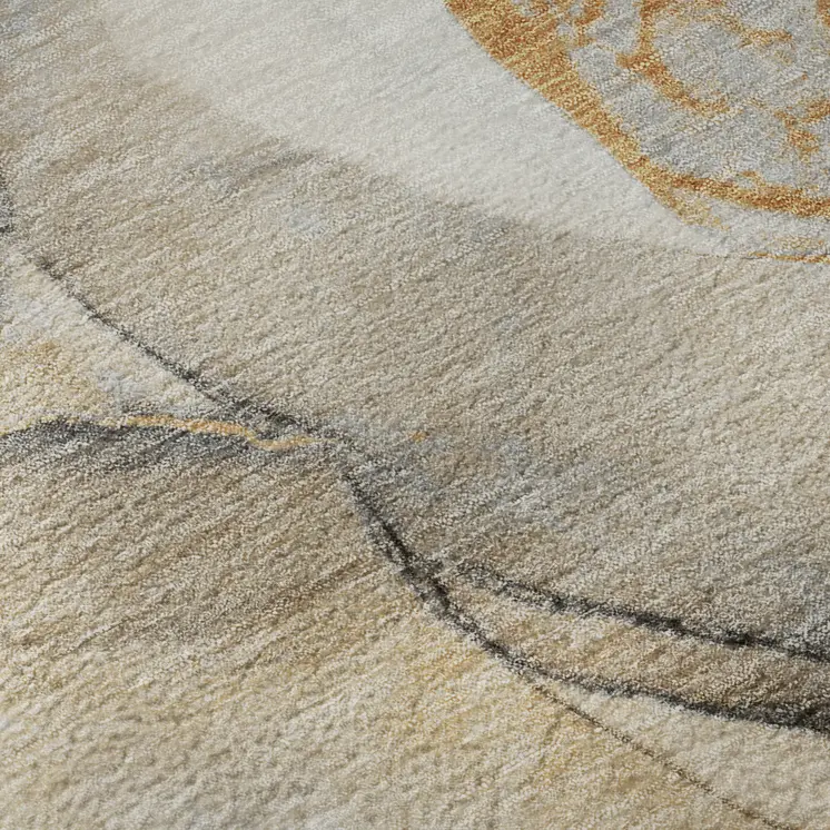 9' X 12' Beige Brown And Ivory Abstract Washable Area Rug With UV Protection