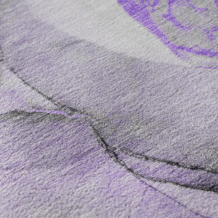 10' X 14' Purple Gray And Ivory Abstract Washable Area Rug With UV Protection