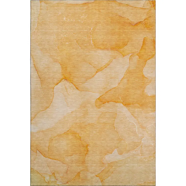 9' X 12' Orange And Ivory Abstract Washable Area Rug With UV Protection