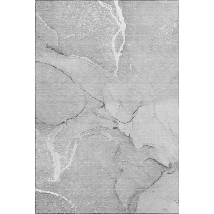 9' X 12' Gray And Ivory Abstract Washable Area Rug With UV Protection