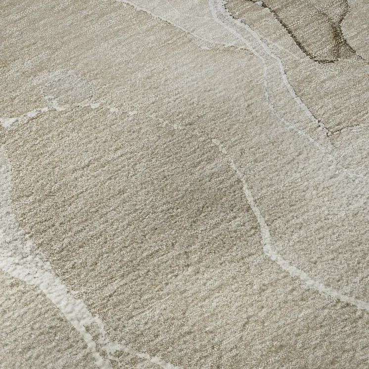 5' X 8' Beige And Ivory Abstract Washable Area Rug With UV Protection