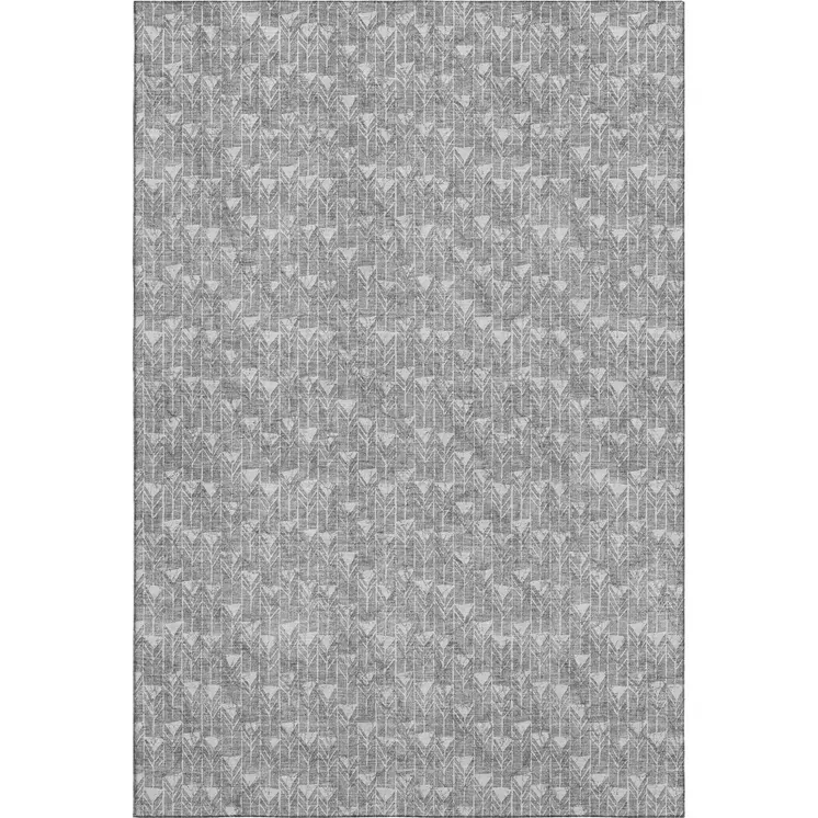 10' X 14' Gray And Ivory Geometric Washable Area Rug With UV Protection