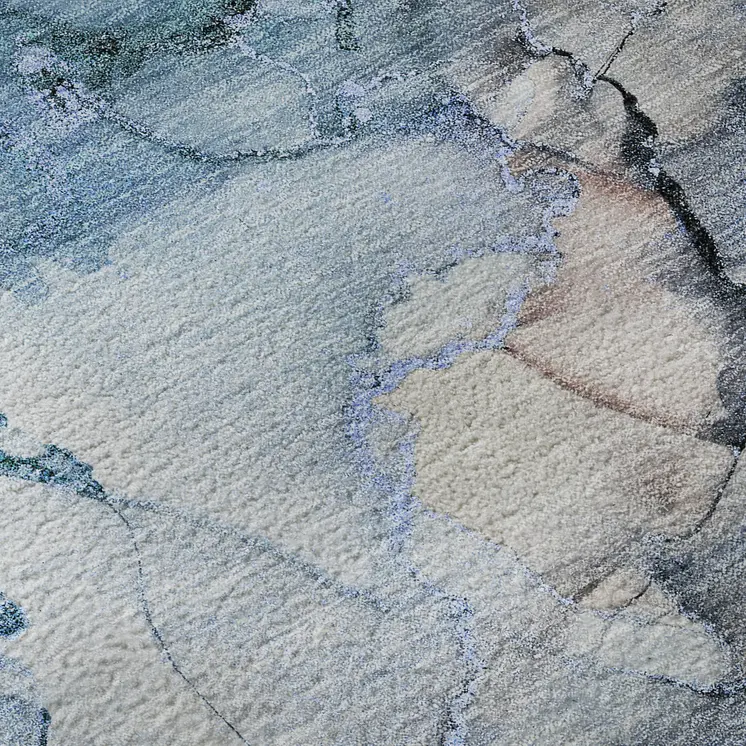 5' X 8' Blue Gray And Ivory Abstract Washable Area Rug With UV Protection