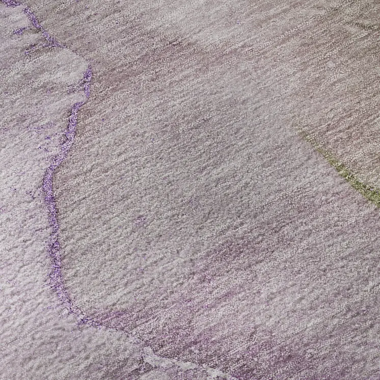5' X 8' Purple Ivory And Green Abstract Washable Area Rug With UV Protection