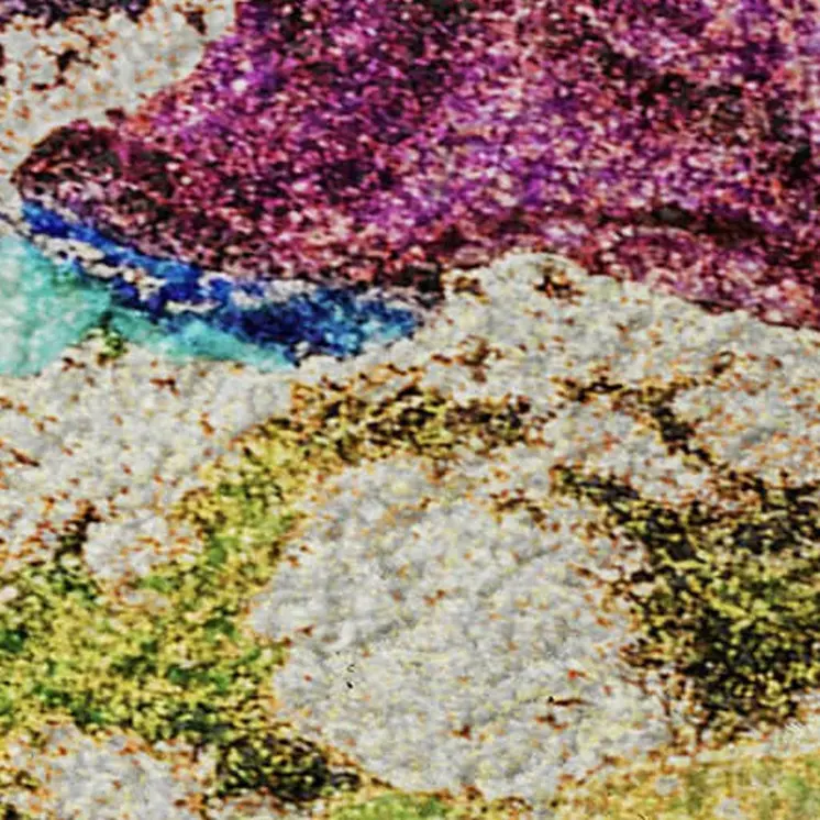 3' X 5' Blue Green And Purple Abstract Washable Area Rug With UV Protection