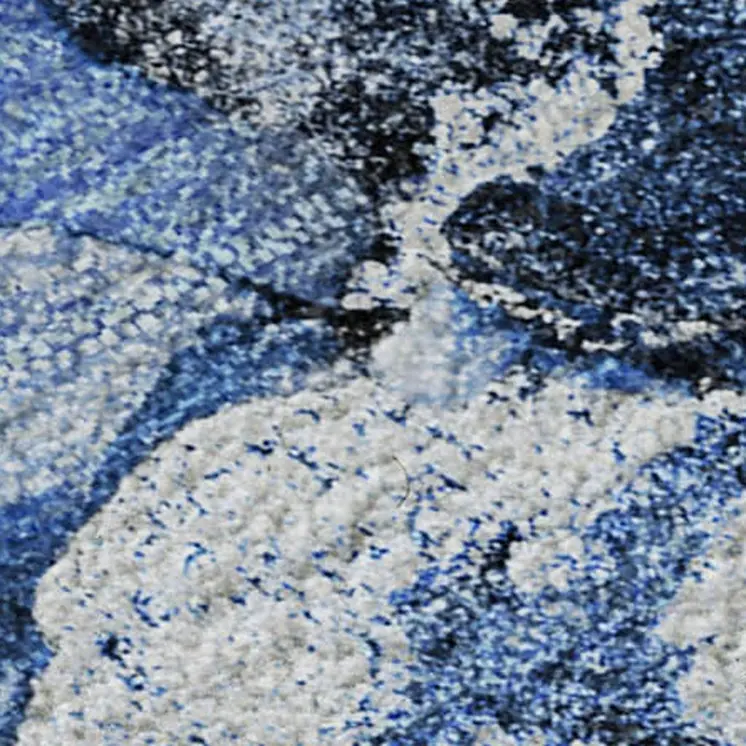 5' X 8' Navy Blue And Ivory Abstract Washable Area Rug With UV Protection