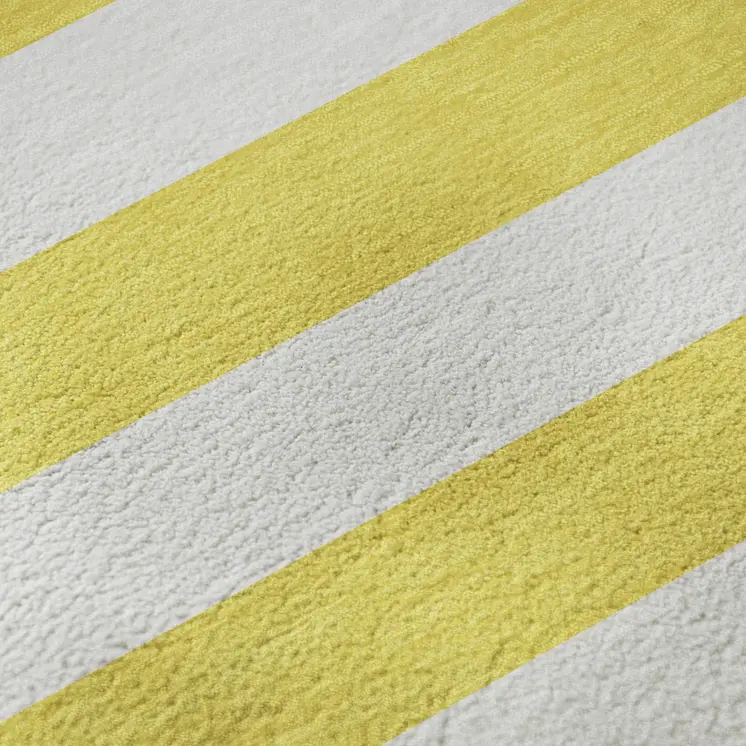 9' X 12' Yellow And Ivory Striped Washable Area Rug With UV Protection