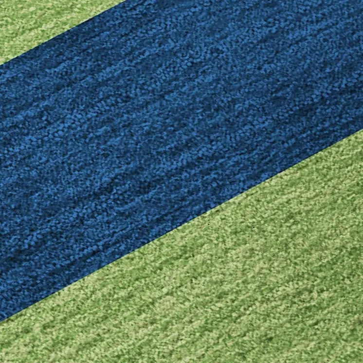 10' X 14' Navy Blue And Green Striped Washable Area Rug With UV Protection