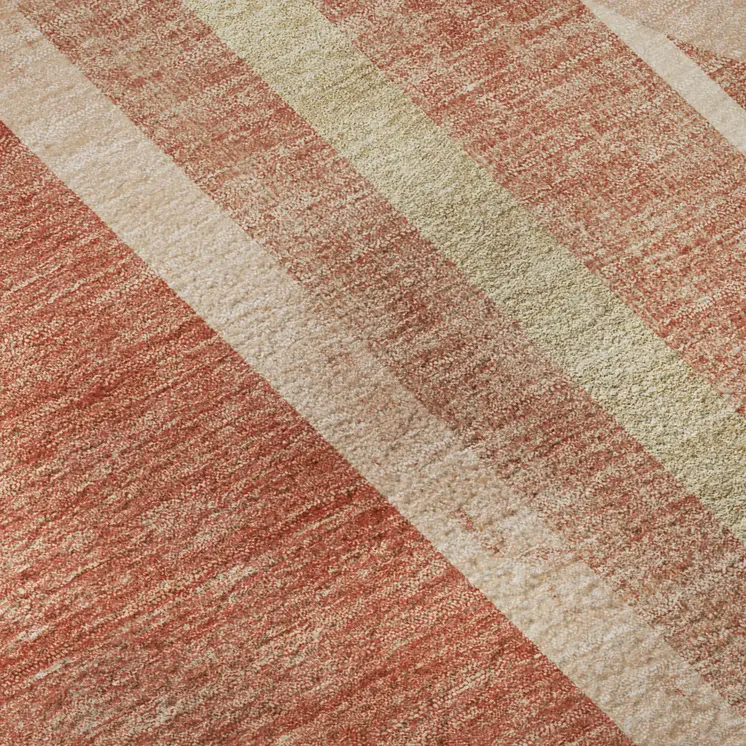 3' X 5' Salmon And Beige Geometric Washable Area Rug With UV Protection
