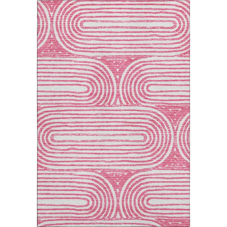 10' X 14' Blush And Ivory Geometric Washable Area Rug With UV Protection