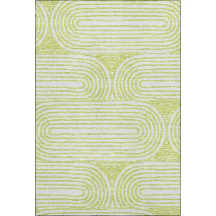 10' X 14' Green And Ivory Geometric Washable Area Rug With UV Protection