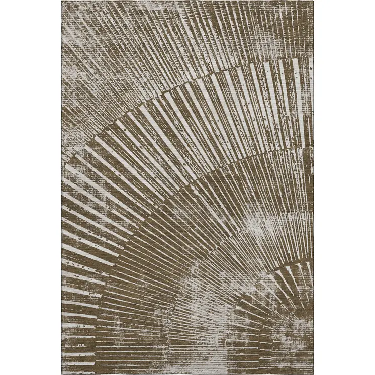 10' X 14' Chocolate And Ivory Geometric Washable Area Rug With UV Protection