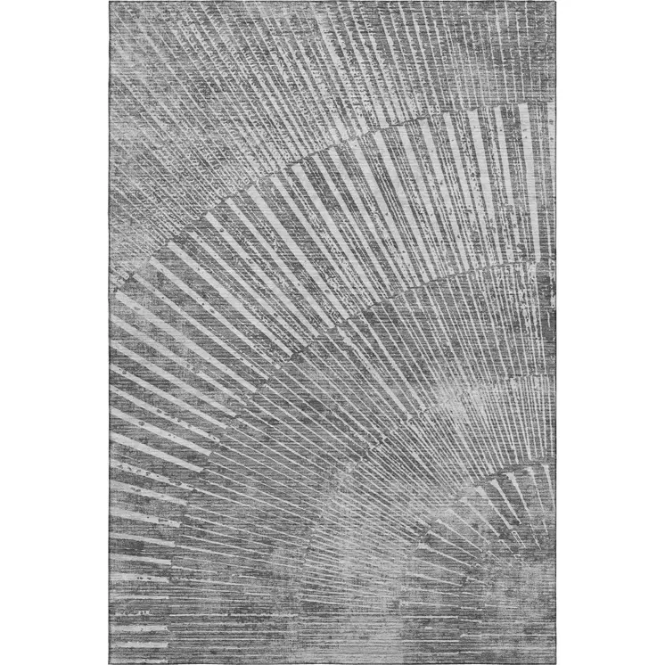 3' X 5' Gray And Ivory Geometric Washable Area Rug With UV Protection
