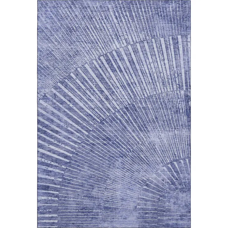 9' X 12' Navy Blue And Ivory Geometric Washable Area Rug With UV Protection