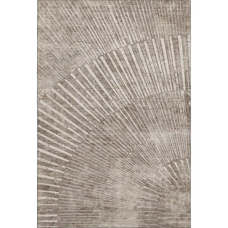 9' X 12' Taupe And Ivory Geometric Washable Area Rug With UV Protection