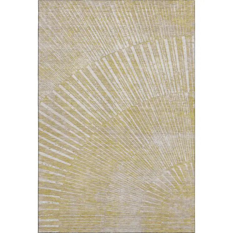 3' X 5' Wheat And Beige Geometric Washable Area Rug With UV Protection