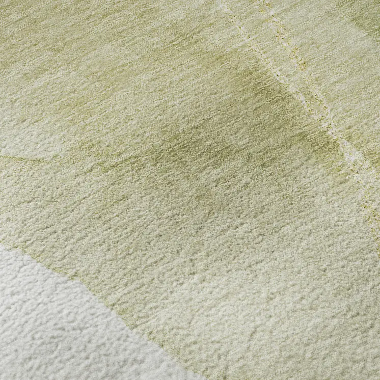 9' X 12' Green Gold And Ivory Abstract Washable Area Rug With UV Protection
