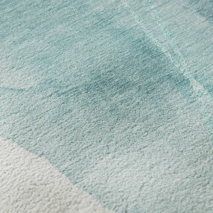 5' X 8' Teal And Ivory Abstract Washable Area Rug With UV Protection