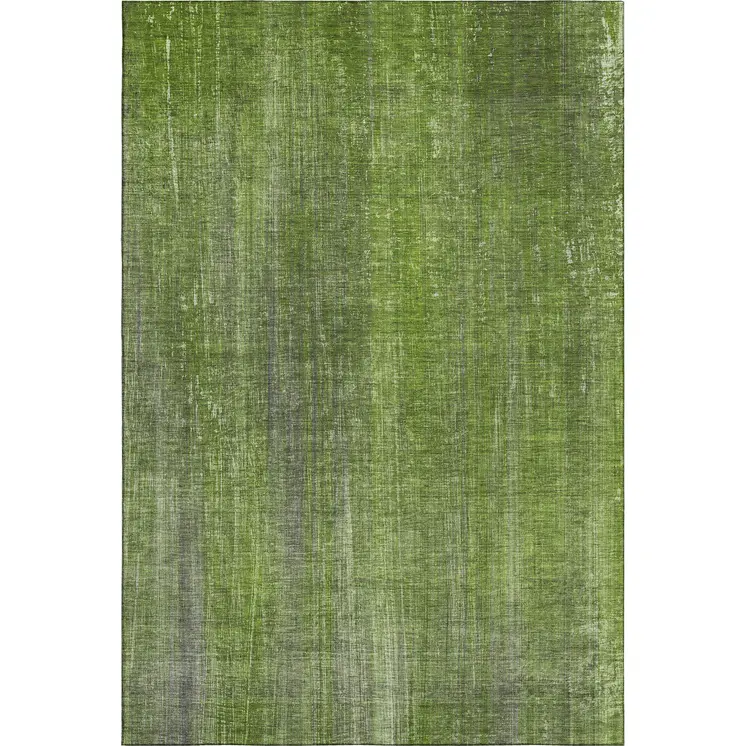 9' X 12' Green And Gray Striped Washable Area Rug With UV Protection