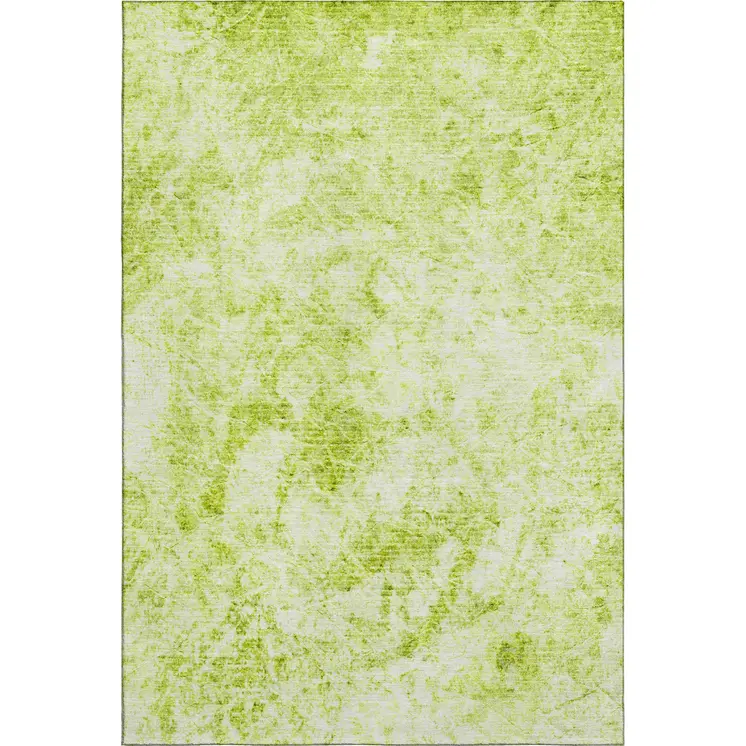 9' X 12' Fern Green And Ivory Abstract Washable Area Rug With UV Protection