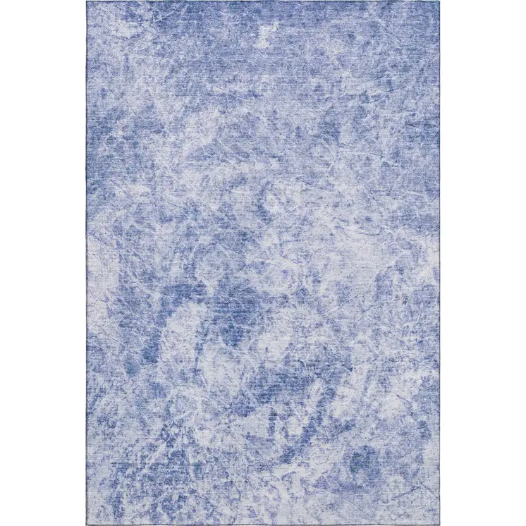 10' X 14' Blue And Ivory Abstract Washable Area Rug With UV Protection