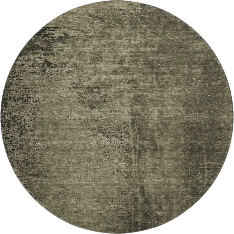 8' Gray And Silver Abstract Washable Round Rug With UV Protection