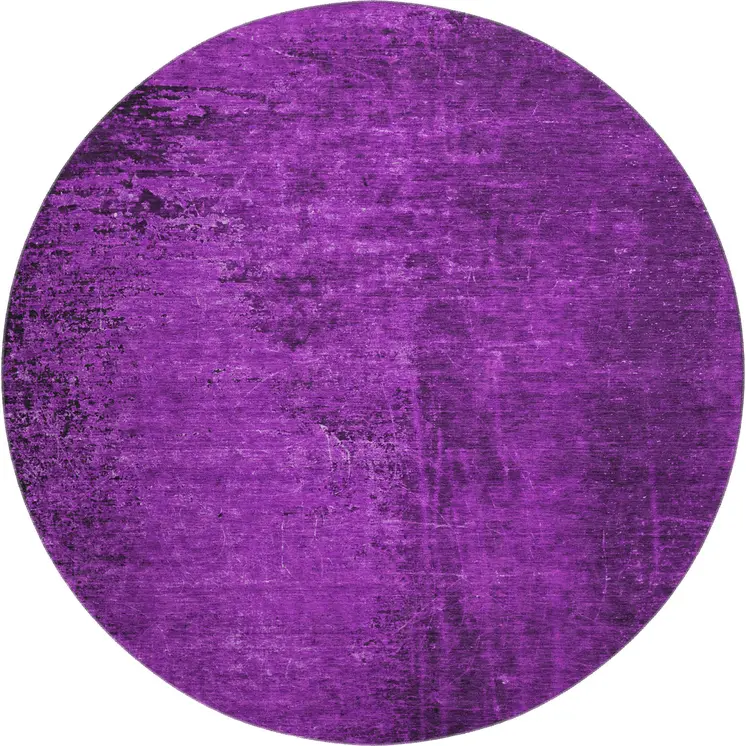 8' Purple And Gray Abstract Washable Round Rug With UV Protection