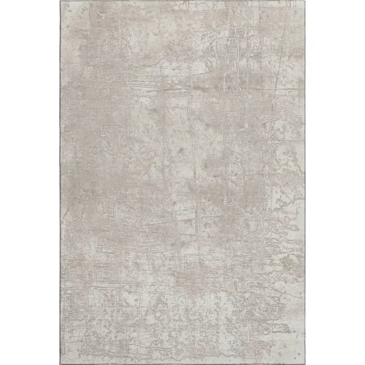 3' X 5' Ivory And Cream Abstract Washable Area Rug With UV Protection