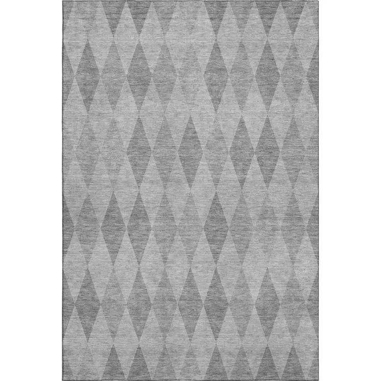 9' X 12' Gray And Ivory Geometric Washable Area Rug With UV Protection