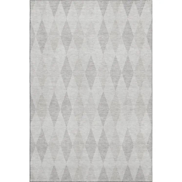 8' X 10' Ivory And Gray Geometric Washable Area Rug With UV Protection