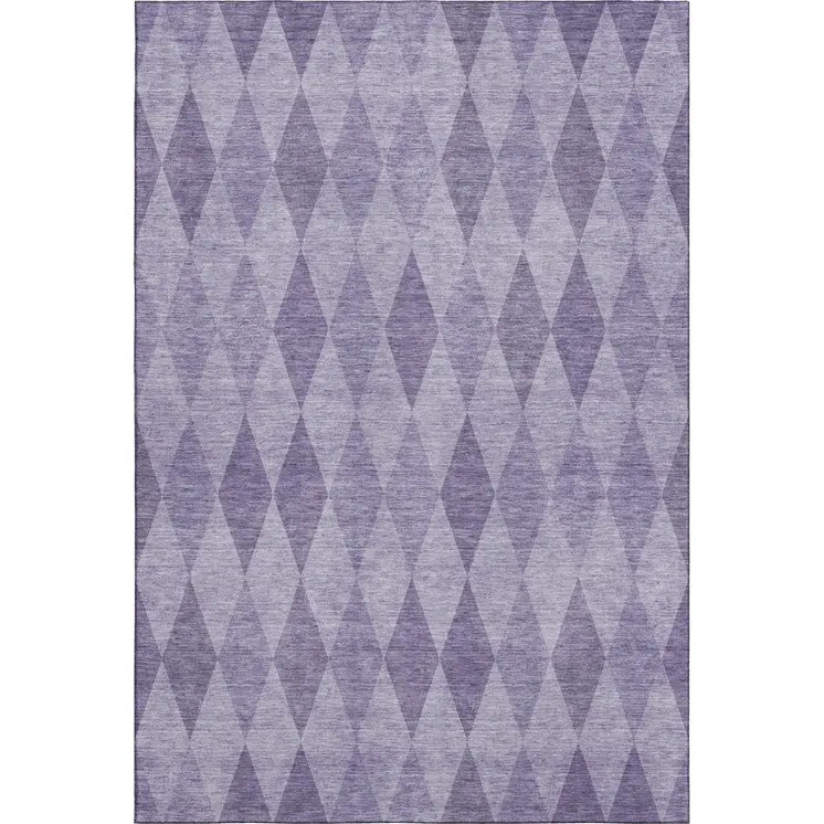 8' X 10' Purple And Ivory Geometric Washable Area Rug With UV Protection