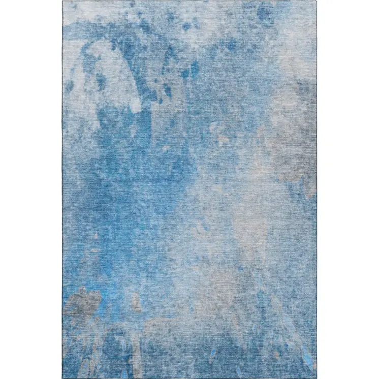 10' X 14' Blue And Gray Abstract Washable Area Rug With UV Protection
