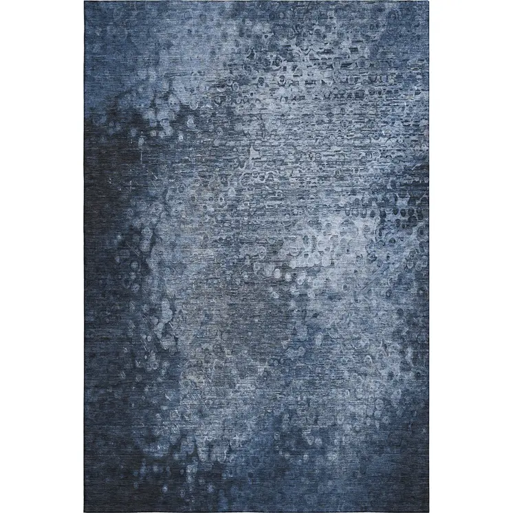 8' X 10' Blue And Ivory Abstract Washable Area Rug With UV Protection
