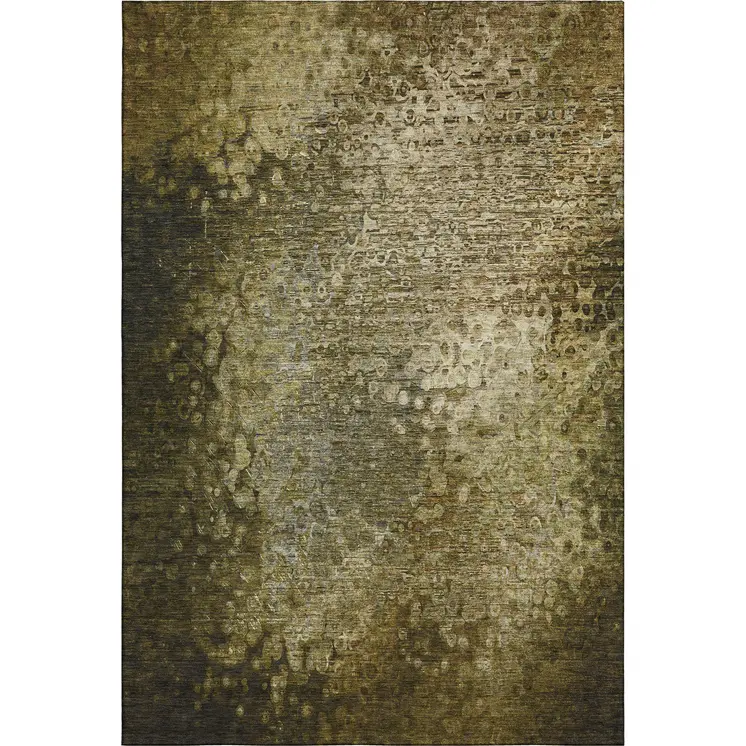 5' X 8' Brown And Ivory Abstract Washable Area Rug With UV Protection