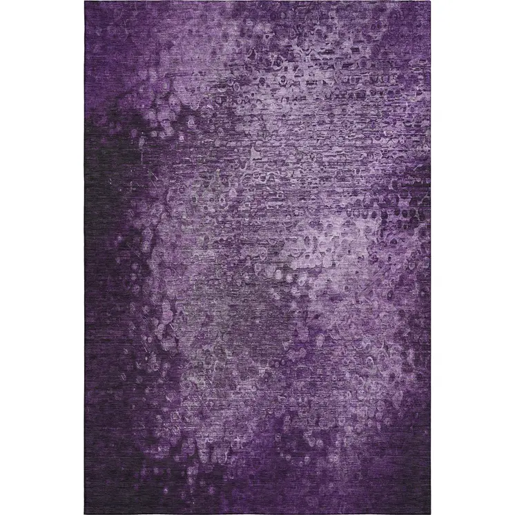 8' X 10' Purple And Ivory Abstract Washable Area Rug With UV Protection