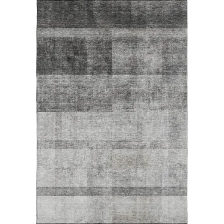 5' X 8' Gray And Ivory Abstract Washable Area Rug With UV Protection