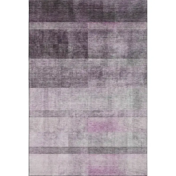 8' X 10' Purple And Ivory Abstract Washable Area Rug With UV Protection