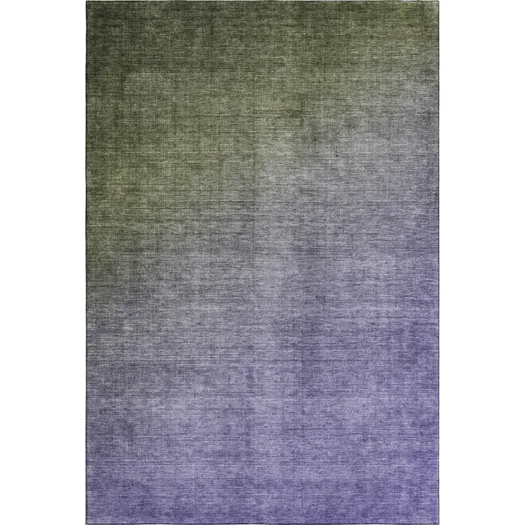 8' X 10' Olive Green And Purple Ombre Washable Area Rug With UV Protection