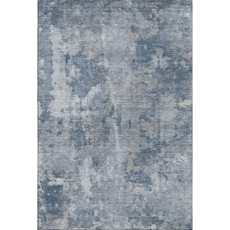 10' X 14' Blue And Ivory Abstract Washable Area Rug With UV Protection