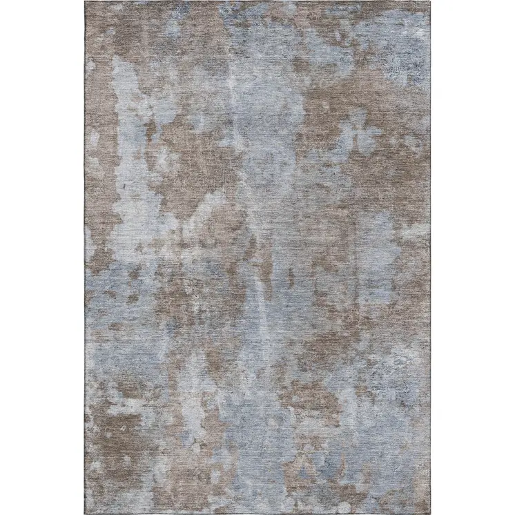 9' X 12' Brown And Ivory Abstract Washable Area Rug With UV Protection
