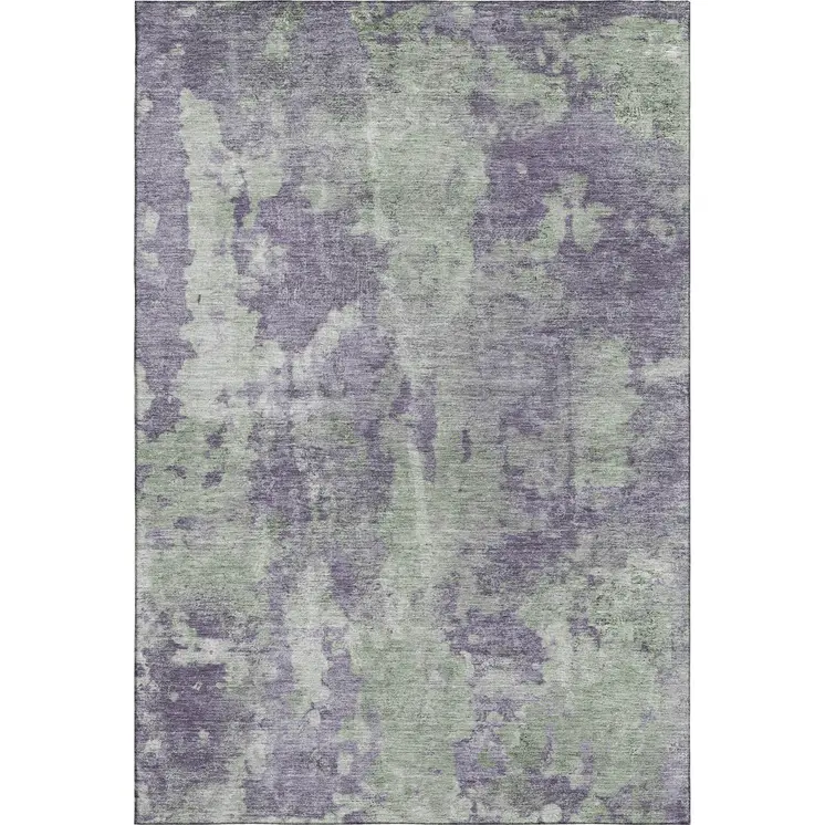 3' X 5' Purple And Ivory Abstract Washable Area Rug With UV Protection