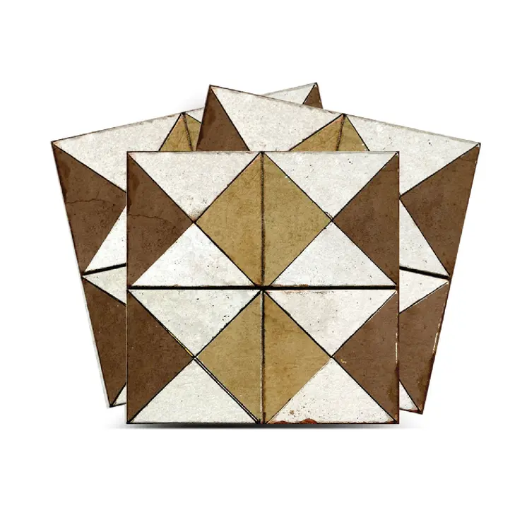 7" x 7" Brown Vinyl Arabesque Peel And Stick Removable Tiles
